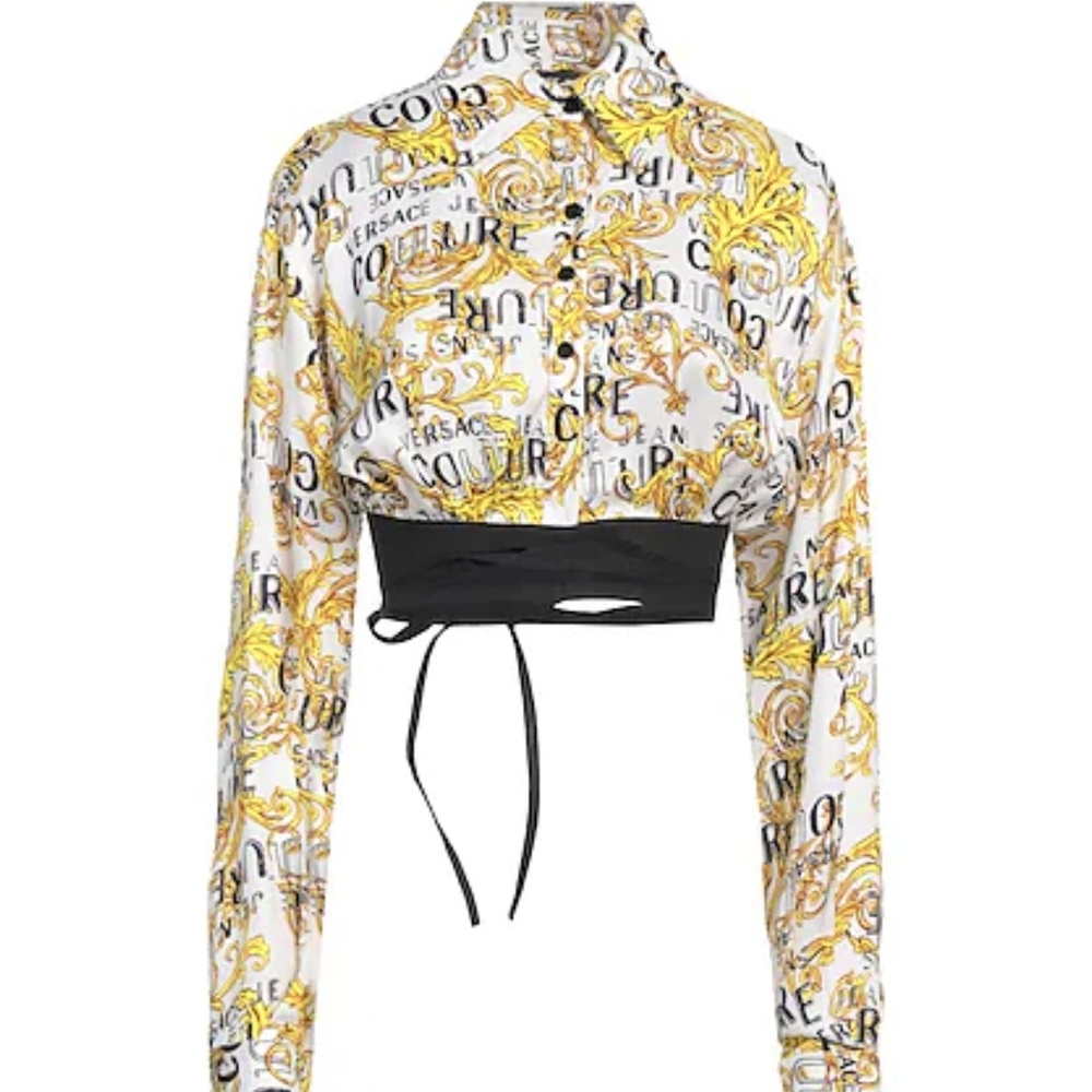 NWOT Logo Baroque VERSACE Cropped Shirt Jacket Bolero XS, S / 40 Barocco Print